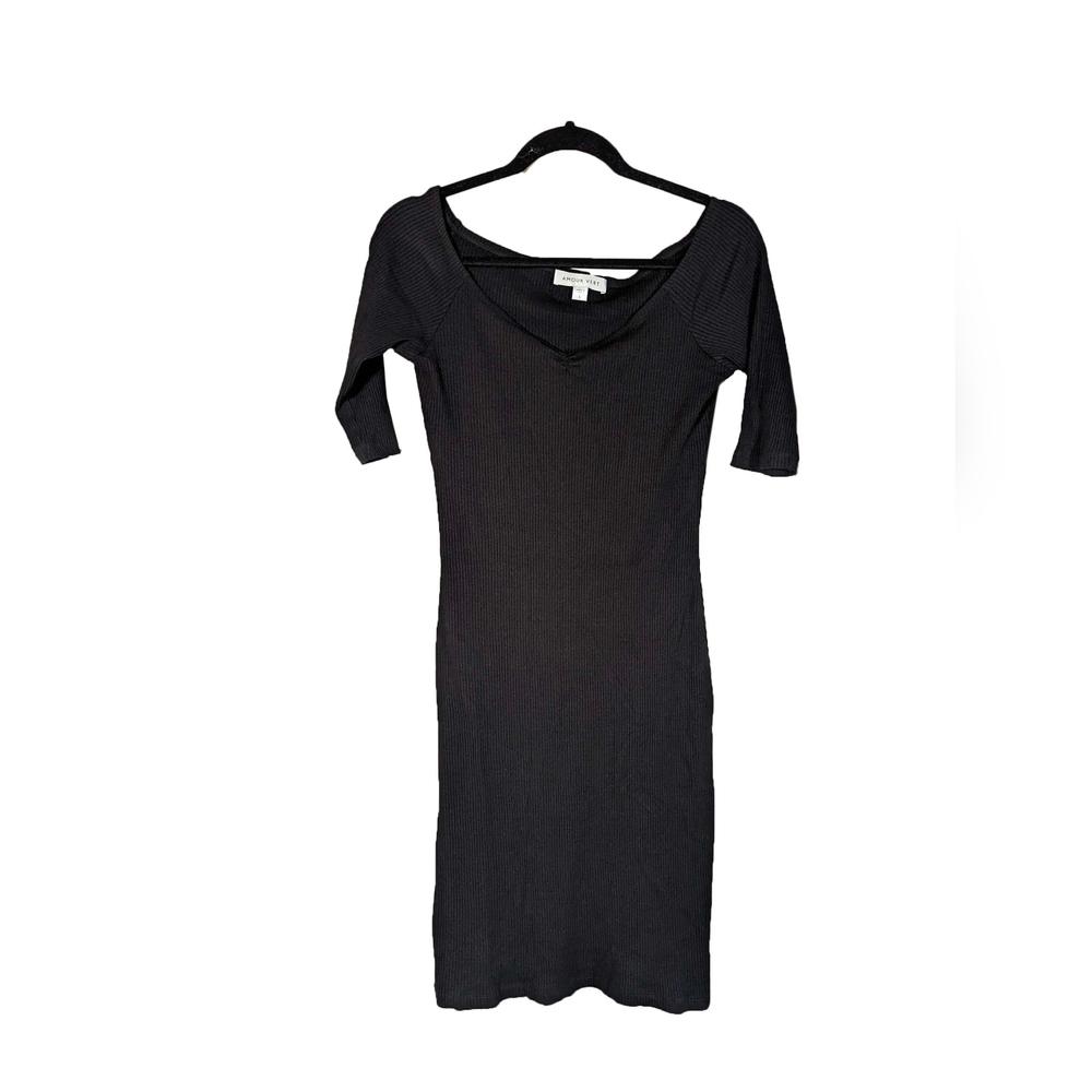 Dress black bodycon ribbed ✨